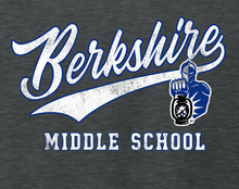Load image into Gallery viewer, BERKSHIRE SCRIPT HEATHERED CHARCOAL FLEECE CREW
