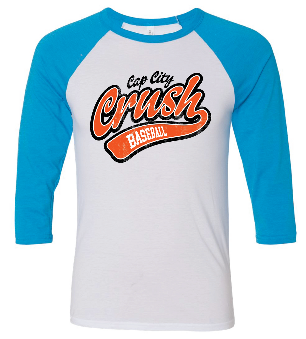 CAP CITY CRUSH SCRIPT BLUE RAGLAN