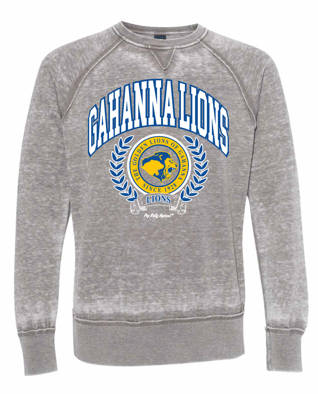 GAHANNA LIONS BURNOUT GRAY SWEATSHIRT