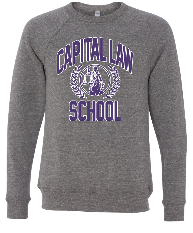 CAPITAL LAW SCHOOL JUSTICE SEAL GRAY CREW SWEATSHIRT