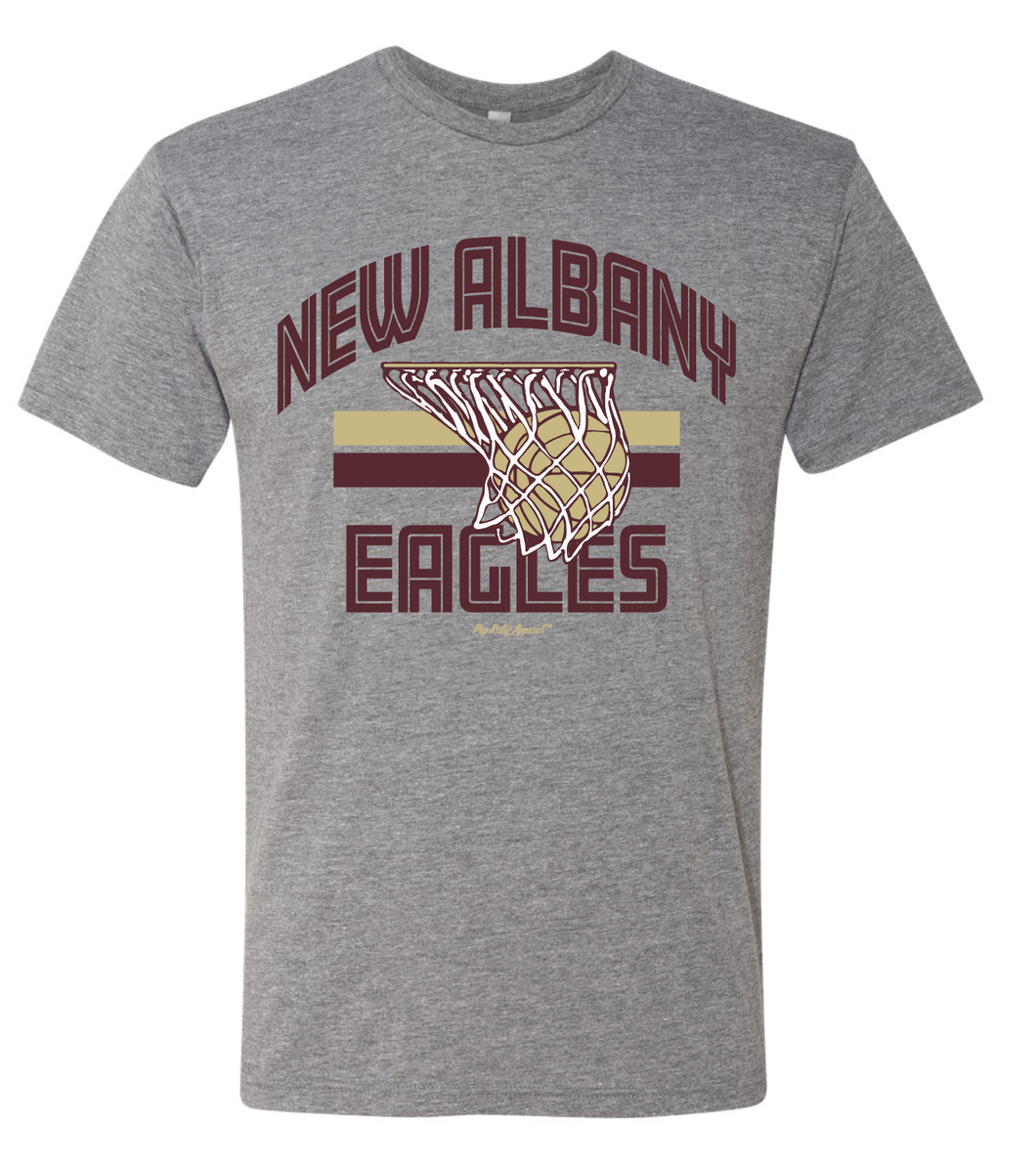 NEW ALBANY BASKETBALL GRAY TRIBLEND TEE