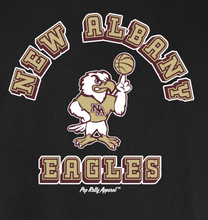 Load image into Gallery viewer, NEW ALBANY BASKETBALL MASCOT BLACK HOODIE
