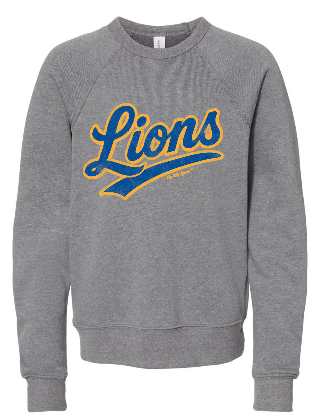 SCRIPT LIONS GRAY CREW SWEATSHIRT
