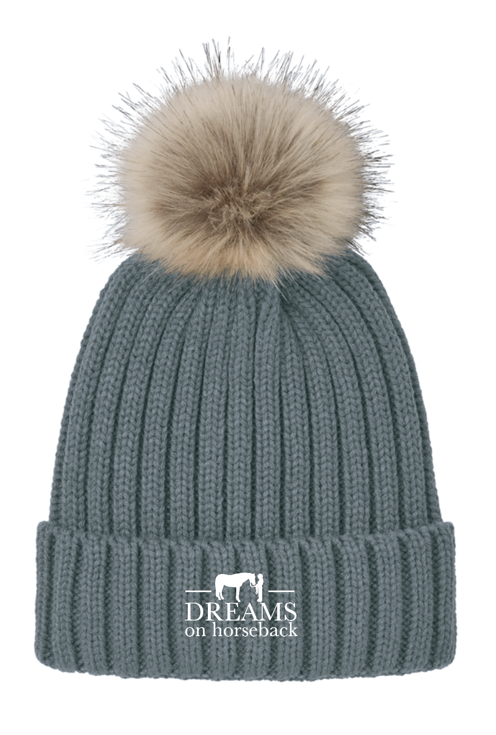 DOH FAUX FUR POM BEANIE STORM GRAY