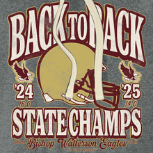 Load image into Gallery viewer, BISHOP WATTERSON BACK TO BACK STATE CHAMPS FOOTBALL HOODIE
